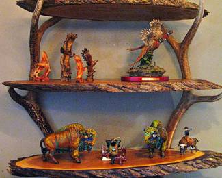 3 Tier Antler Cedar Log Shelf