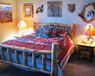 Rust Valley Red Cedar Double Rail Queen Bed with Serta i Series Hybrid Mattress