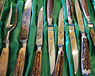 Vintage Anton Wingen Solingen Germany Engraved Cutlery Set