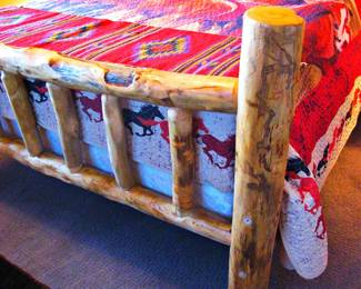 Rust Valley Red Cedar Double Rail Queen Bed with Serta i Series Hybrid Mattress