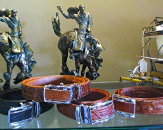 Exotic Leather Belts / Toscano The Wild West Bronco Buster Sculptures
