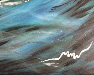 Acrylic on Canvas Painting of Crashing Ocean Waves Signed