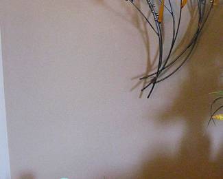 Vintage Mid-Century Modern Metal Wall Sculpture known as the "Berry Branch Sculpture". 