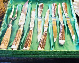 Vintage Anton Wingen Solingen Germany Engraved Cutlery Set