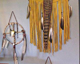 Navajo Shield Suede Fringe and Feathers