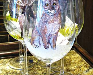 Rustic Lodge Wildlife Wine Glasses
