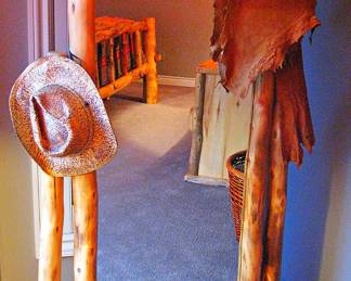 Amish Handcrafted Rustic Log Floor Mirror