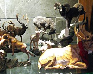 Vintage Simpkins Wildlife Horned Sheep Family On Rocks