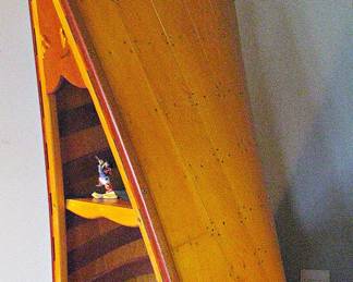 Canoe Bookshelf (Rustic Charm) Wooden Canoe Bookcase, Red Cedar Display Shelf