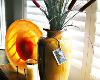 Aspen Vase Hand Made From Colorado / Yellow-Orange Marrano Art Glass Plate 