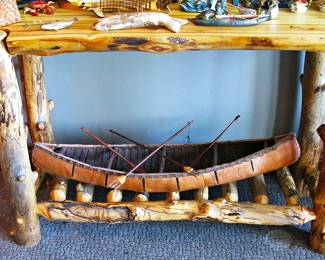 Natural Cedar Log Sofa Table, with a lower Shelf Nature Inspired for Natural Decor