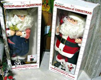 Two Vintage Telco Motion Christmas Animated Santa's