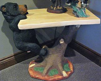 Black Forest Decor Black Bear Climbing Accent Table