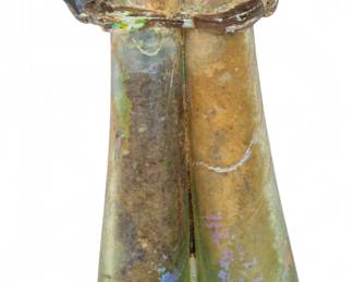 Lot 4001
Roman Iridescent Green to Ochre Glass Double Balsamarium H 4.75" W 2.5" Depth 1"