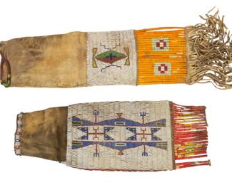 Lot 1096
Sioux Native American Beaded Hide and Quillwork Pipe Bags, 2 PCS