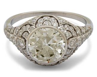 Lot 23
2.20ct Diamond European Cut, Platinum Ring Size 6 1/2, GIA Certificate