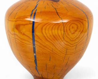 Lot 1104
Denis Bechamp Turned Wood and Lapis Lazuli Bowl H 12" Dia. 13"