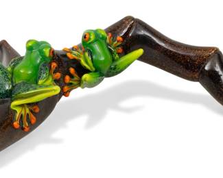 Lot 1116
Stuart Ableman (American) Blown Glass Frog Sculpture 2002, H 4.5" W 11" L 15"
