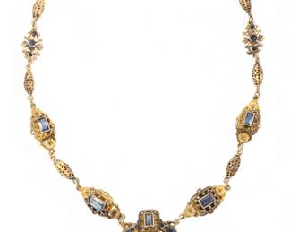 Lot 44
Austro Hungary Cabochon Sapphire Necklace, 800 Silver 1850, L 17" 51 g 1 PC