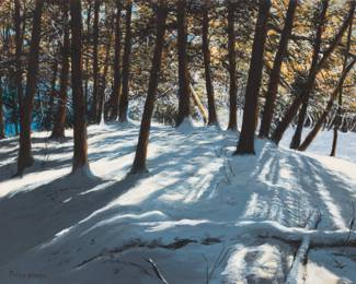 Lot 1065
Philip Joseph (American) (20th Century) Oil on Canvas 'Sun, Snow in the Woods', H 30" W 40"