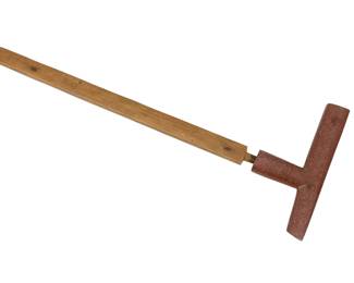 Lot 1101
Native American Carved Catlinite Pipe with Wood Stem, H 7.5" L 19.75"