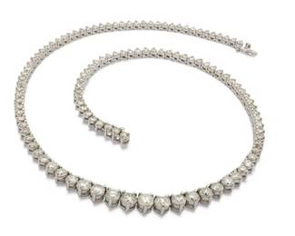 Lot 41
14k White Gold and Graduated Diamond Tennis Necklace L 16" 31 g