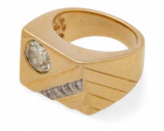 Lot 13
Gent's 22k Yellow Gold and 2.07 Carat Diamond Ring Size 8 28 g
