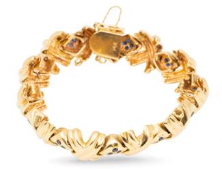 Lot 90
14K Yellow Gold Link Bracelet with Sapphires 1950, 39 g 1 PC