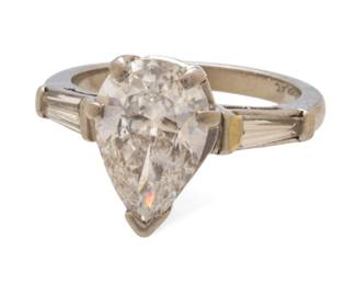 Lot 2
Platinum and 2.02 Carat Pear Cut Diamond Lady's Ring, GIA Gem Trade Report Size 4.5 5 g