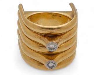 Lot 74
18K Gold Ring with Diamonds (2), Size 6 1/2 1950, 22 g 1 PC