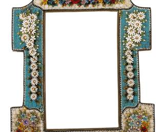 Lot 126
Italy Micro Mosaic Stone Picture Frame on Bronze 19th.c., H 9" W 6.5"