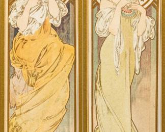 Lot 1051
Alphonse Mucha (Czech, 1860-1939) Lithographs in Color, Ca. 1900, 'Moët & Chandon Menu Cards', H 8.25" W 2" 2 PCS