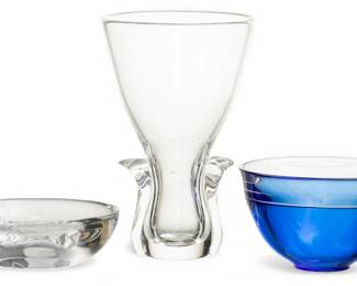 Lot 4010
Steuben Glass Vase with Two Orrefors Bowls, 3 PCS