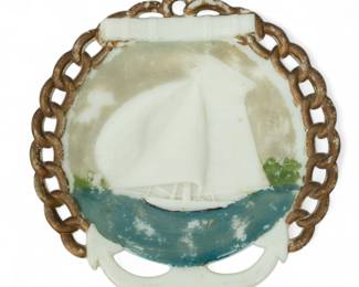 Lot 4008
Opaque Glass Sail Boat Anchor 1813, Dia. 7" 1 PC