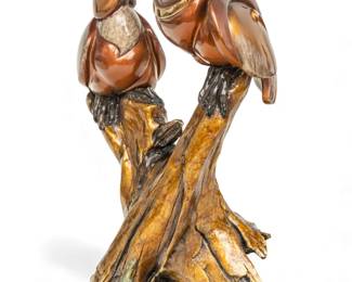 Lot 1124
Jason Napier (American, B. 1973) Bronze Sculpture 2007, 'Flirty Birdie', SN: #13/21, H 16" Dia. 7.75"