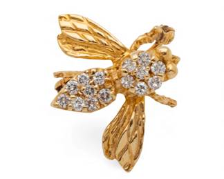 Lot 68
14k Yellow Gold Bee Brooch with Diamonds 1980, W 0.7" 3 g 1 PC