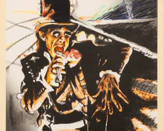 Lot 1039
Ronnie Wood (British, B. 1947) Serigraph in Colors on Wove Paper 1996, 'Sympathy for the Devil', H 22.5" W 24.75" Frame Size: H 34.5" W 36.25"