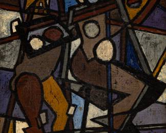 Lot 1063
Zola Marcus (American, 1915-1966) Oil on Canvas Paris 1950, 'Abstract Composition', H 10.5" W 8.75" Frame Size: H 16.25" W 14.25"