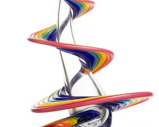 Lot 1110
Thomas P. Kelly (American, B. 1967) Rainbow Heechee Art Glass 2001, 'Vase', H 14" Dia. 12"