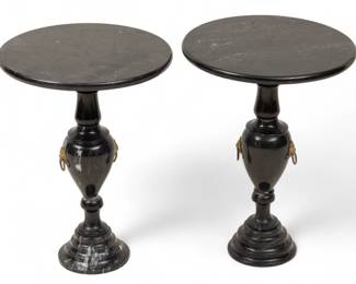Lot 1083
Polished Marble Side Tables, 20th C., H 22" Dia. 16.125"