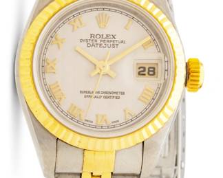 Lot 29
Rolex (Swiss) Lady's 18K Yellow Gold and Stainless Steel Oyster Perpetual Date Just Wristwatch 1996, 'Superlative Chronometer'