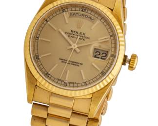 Lot 28
Rolex (Swiss) Men's 18K Yellow Gold Superlative Chronometer Oyster Perpetual Day Date 1991