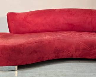 Lot 1086
In the Style of Vladimir Kagan, Microfiber Upholstered Cloud Sofa by Lazar Industries, Ca. 2000, H 31" L 96" Depth 40"