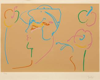Lot 1044
Peter Max (American, B. 1937) Serigraph on Paper, Ca. 1979, 'King Tut's Nanny', H 18.5" W 27" Frame Size: H 28.25" W 35.75"