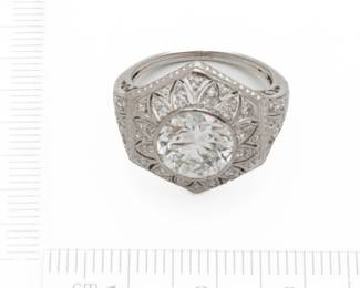 Lot 22
2.52ct Diamond European Cut and Platinum Ring. GIA Certificate, Size 5 1/2 1910, 6.2 g