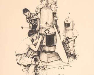 Lot 1041
After Norman Rockwell, 'Rocket Ship #29/200, Artist Signed.', H 19" W 13" Frame Size: H 27" W 21"