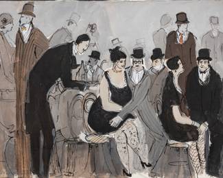 Lot 1042
Isaac Maimon (Israeli, B. 1951) Mixed Media on Steinbach Paper, 'Cafe Scene', H 19.25" W 27.5"