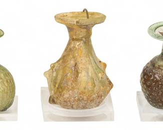 Lot 4004
Roman Glass Dimpled Glass Jar Grouping 3 PCS