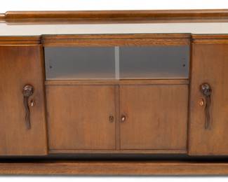 Lot 1087
Art Deco Oak Buffet H 37" L 71" Depth 21.5"