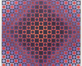 Lot 1047
Victor Vasarely (French/Hungarian, 1906-1997) Serigraph on Paper, Ca. 1968/69, Untitled, from the Permutations Portfolio H 26.75" W 26.75" 